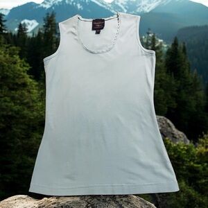 Kathleen Kirkwood Sky Blue Undercover Agent Sleeveless Tank Top  size XS. NWOT
